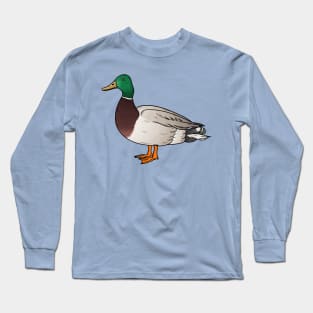 Mallard duck cartoon illustration Long Sleeve T-Shirt